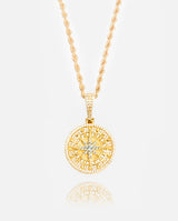 Iced Compass Pendant - Gold