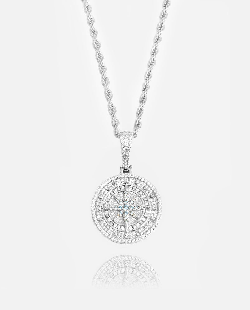 925 Iced Compass Pendant