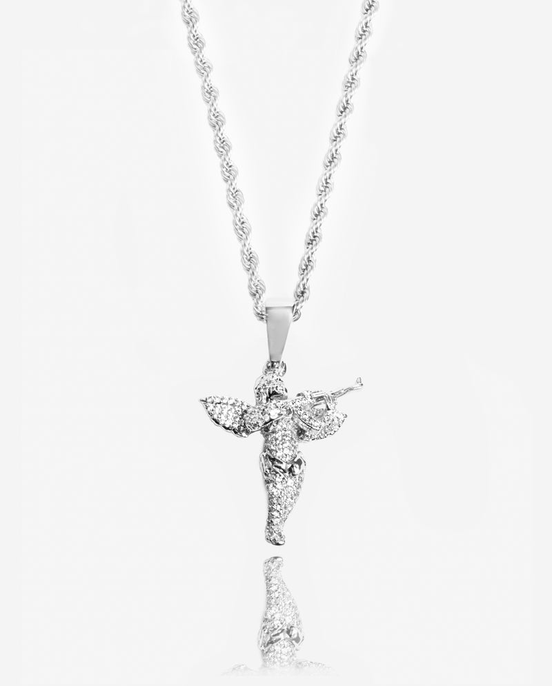 Iced Angel Gun Pendant