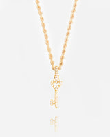 Iced Heart Key Pendant - Gold