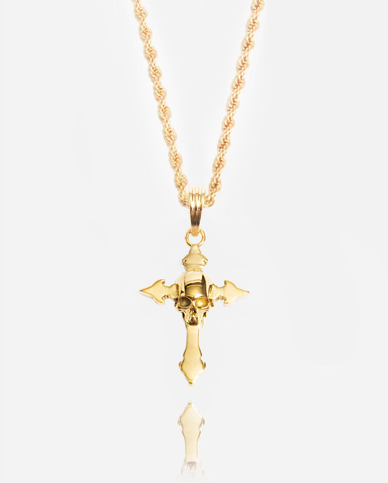 Skull Cross Pendant - Gold