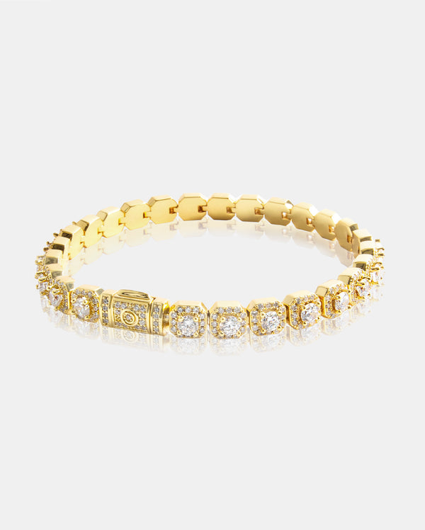 7mm Clustered Tennis Bracelet - Gold