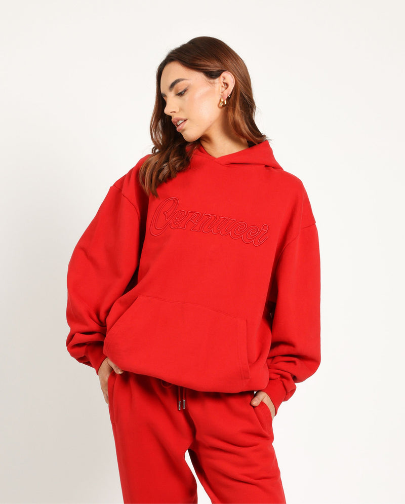 Cernucci Embroidered Hoodie - Red