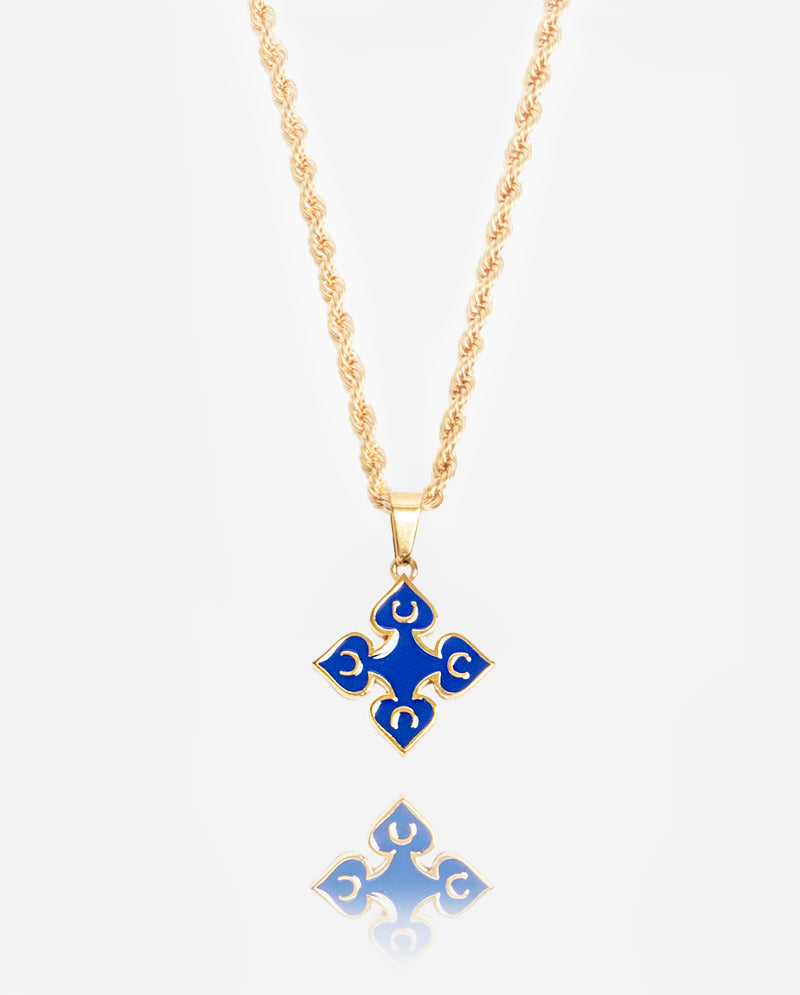 Dark Blue Spade Pendant - Gold