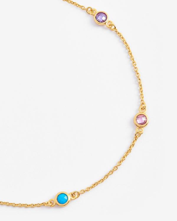 Multicolour Bezel Stone Anklet - Gold