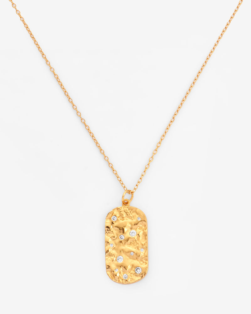 Molten Dog Tag Necklace - Gold