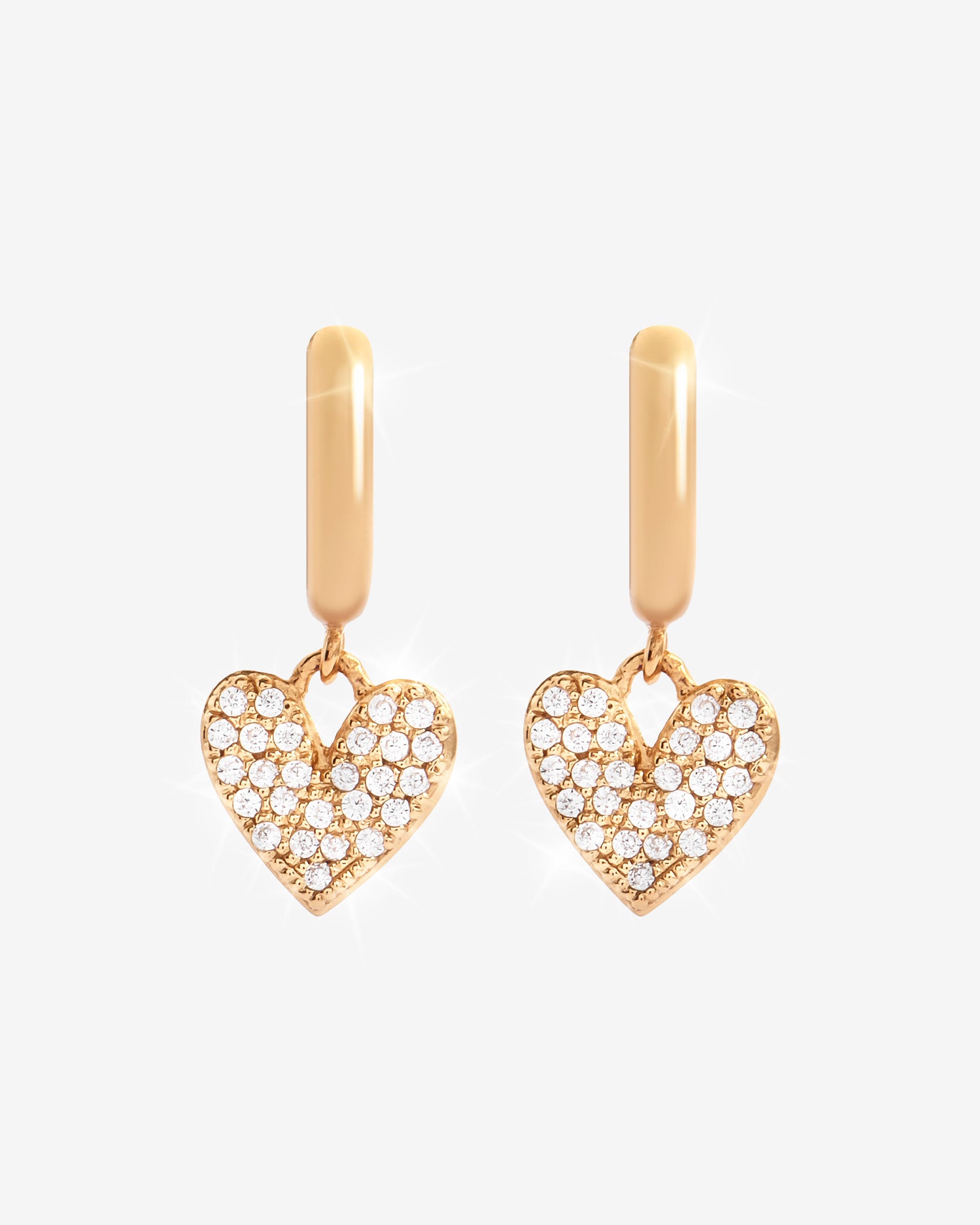 Pave Heart Hoop Earrings - Gold – Cernucci