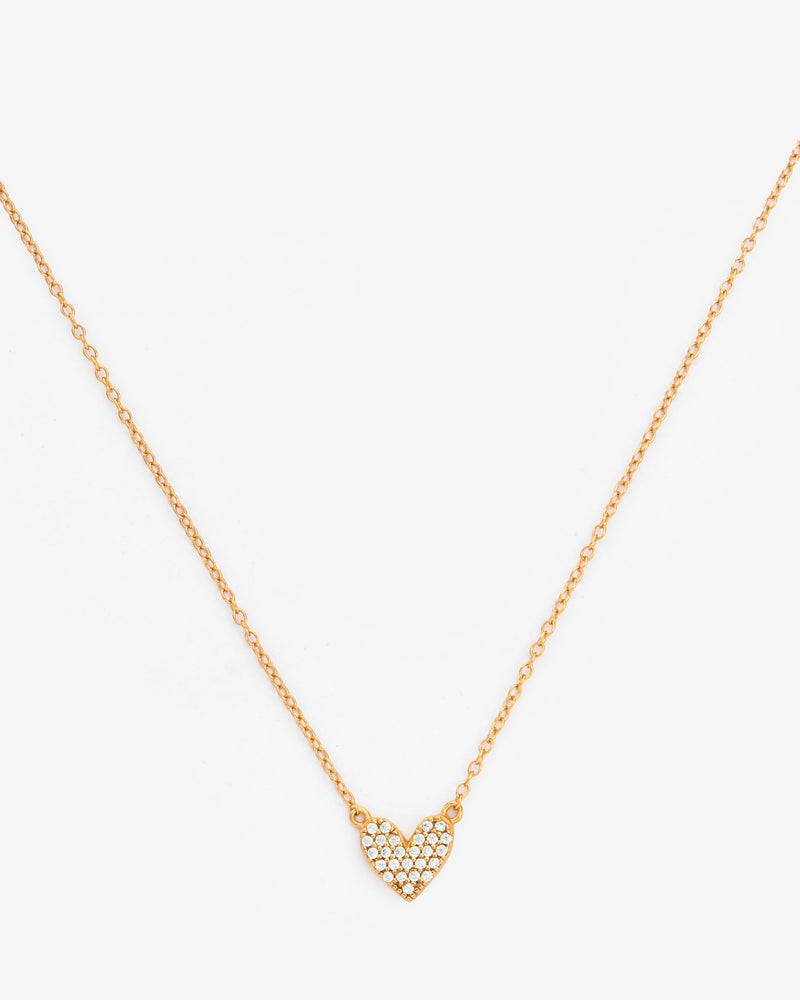 Pave Heart Necklace - Gold