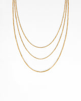 Triple Layer Box Chain Necklace - Gold