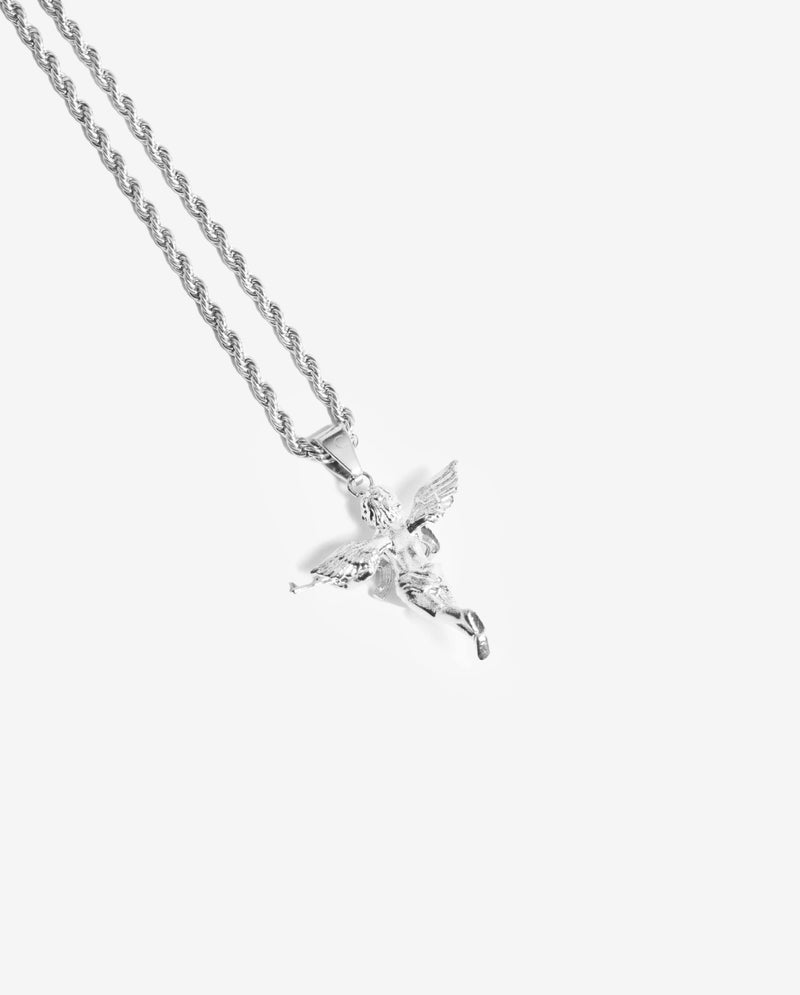 Angel Gun Pendant - White Gold - Cernucci