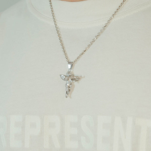 Angel Gun Pendant - White Gold - Cernucci