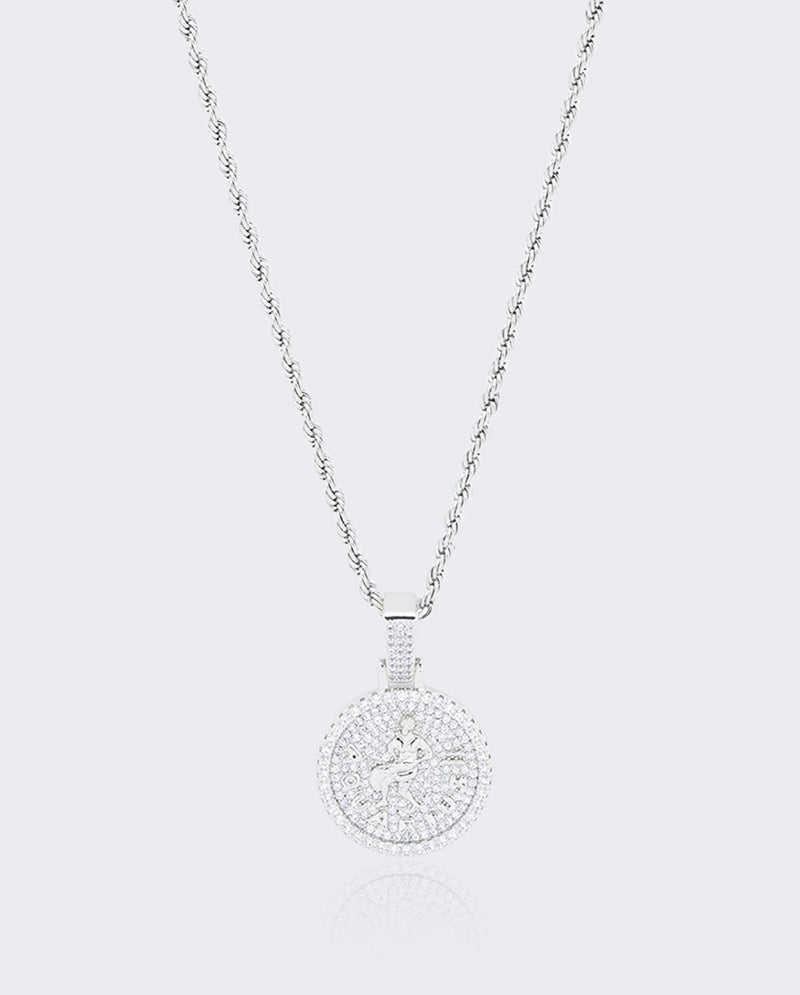 Aquarius Zodiac Pendant - White Gold - Cernucci