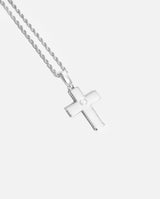 Baguette Cross Pendant - White Gold - Cernucci