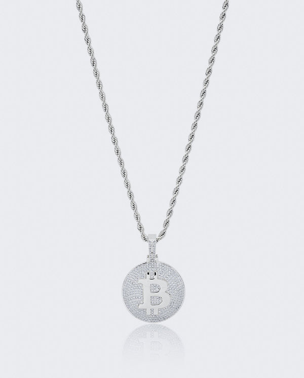 Bitcoin Pendant - White Gold - Cernucci