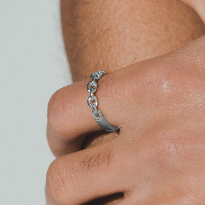 Chain Link Ring - White Gold - Cernucci