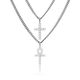 Cross + Ankh Pendant Bundle - White Gold - Cernucci