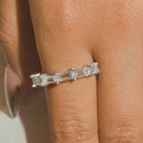 Emerald Cut Row Ring - White Gold - Cernucci