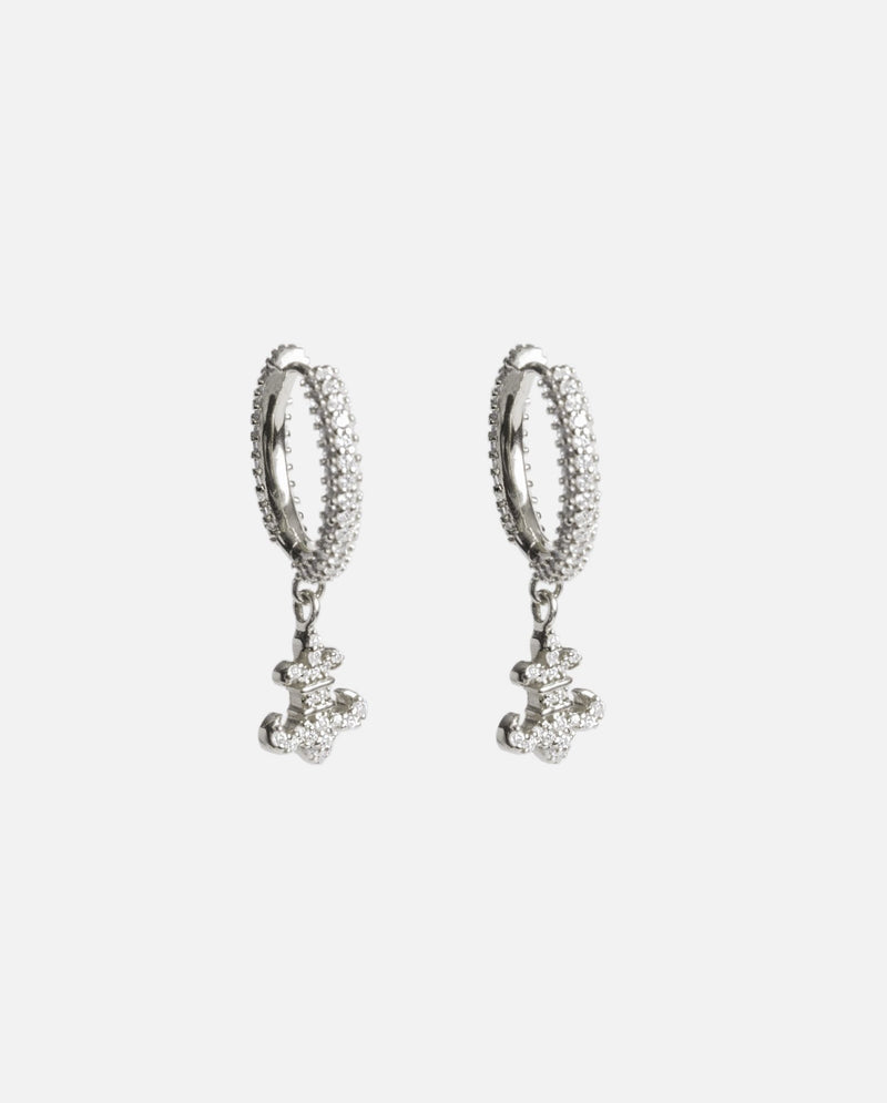 Iced Fleur Earrings - White Gold - Cernucci