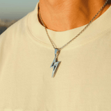 Lightning Bolt Pendant - White Gold - Cernucci