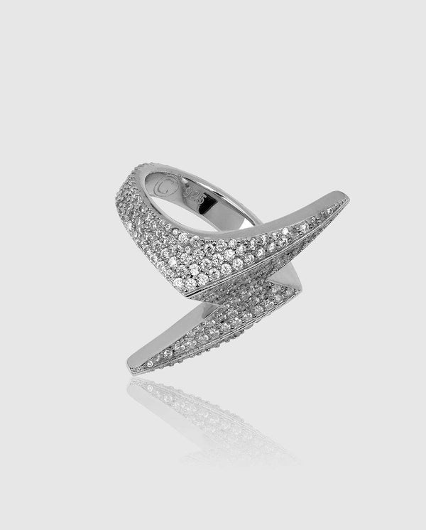 Lightning Bolt Ring - White Gold - Cernucci