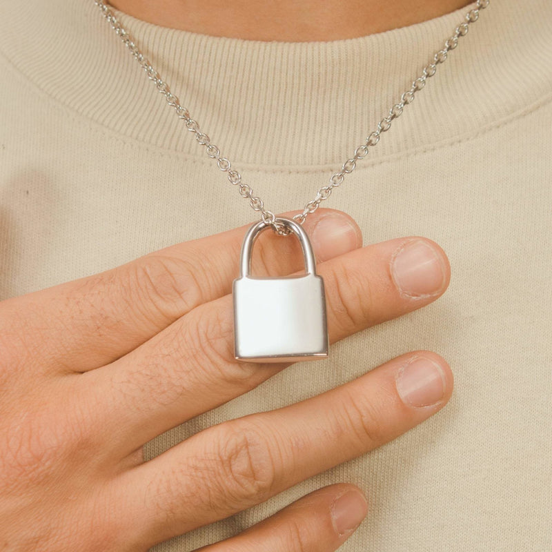 Padlock Pendant - White Gold - Cernucci