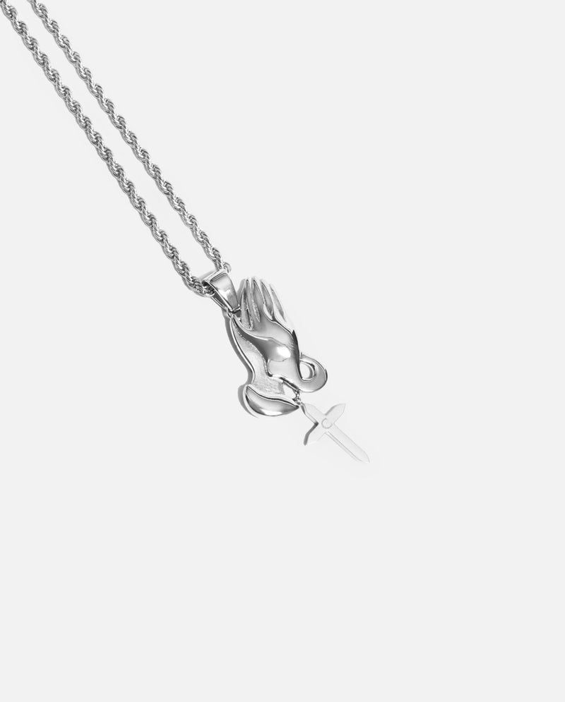 Praying Hands Pendant - White Gold - Cernucci